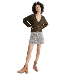 Madewell Shelly Ribbed Long Sleeved V-Neck Button Cardigan Sweater Green XSmall